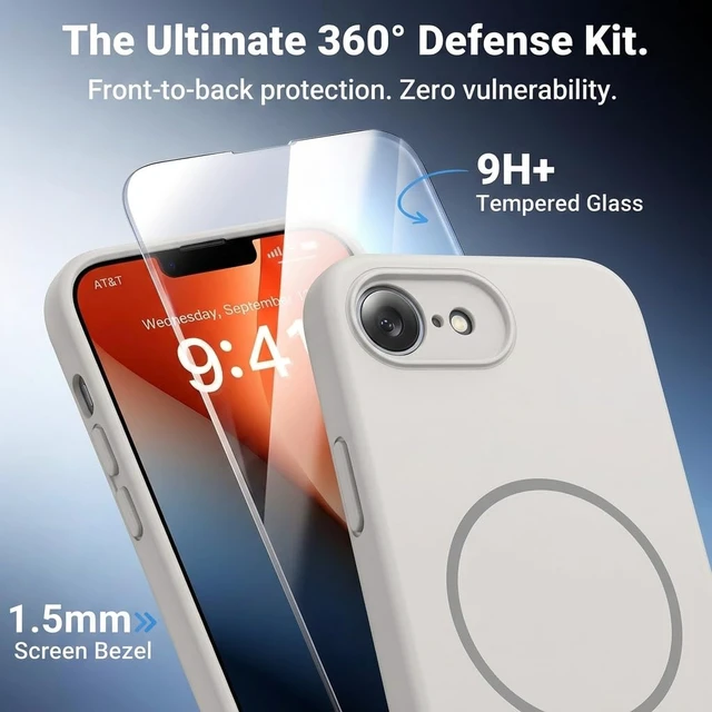 Alt view image 4 of 6 - for iPhone 17e Case with Screen Protector, Magnetic, Antique White | Compatible with MagSafe, Military-Grade Shockproof Protection, Anti-Slip, Solid Bumper Matte Back Cover for iPhone 17 e