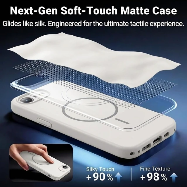 Alt view image 5 of 6 - for iPhone 17e Case with Screen Protector, Magnetic, Antique White | Compatible with MagSafe, Military-Grade Shockproof Protection, Anti-Slip, Solid Bumper Matte Back Cover for iPhone 17 e