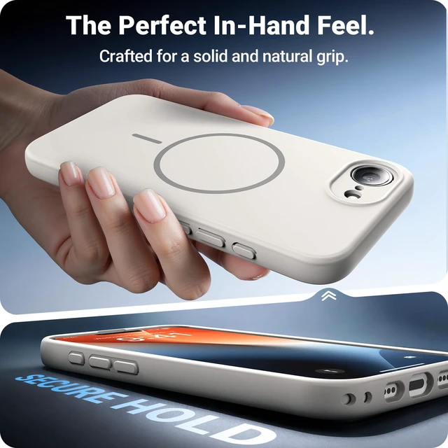 Alt view image 6 of 6 - for iPhone 17e Case with Screen Protector, Magnetic, Antique White | Compatible with MagSafe, Military-Grade Shockproof Protection, Anti-Slip, Solid Bumper Matte Back Cover for iPhone 17 e