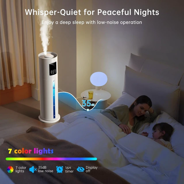 Alt view image 5 of 7 - 2.1Gal/8L Smart Humidifier Large Room, Top Fill Humidifiers for Bedroom with Diffuser, 7 Color Lights,16H Timer, Auto Mode, APP Remote Control, 4 Levels Cool Mist Air Humidifier for Plants Home