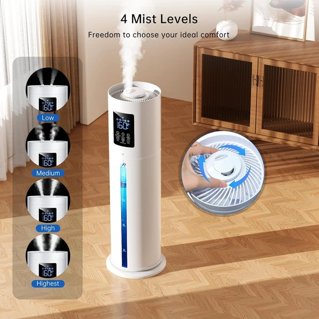 Alt view image 4 of 7 - 2.1Gal/8L Smart Humidifier Large Room, Top Fill Humidifiers for Bedroom with Diffuser, 7 Color Lights,16H Timer, Auto Mode, APP Remote Control, 4 Levels Cool Mist Air Humidifier for Plants Home