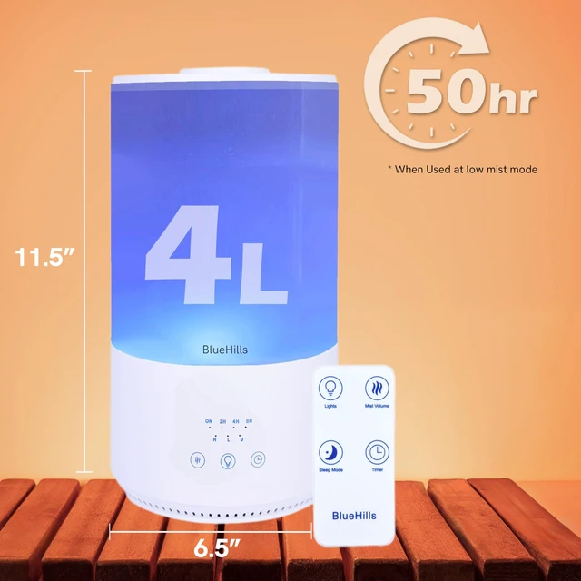Alt view image 4 of 7 - 4000 ML Premium 4L Essential Oil Diffuser Humidifier Large White | 50 Hour Run with Remote Timer, 1 Gallon Capacity High Mist Output for Large Room, Tall Diffusers/Humidifiers Sleep Mode T401