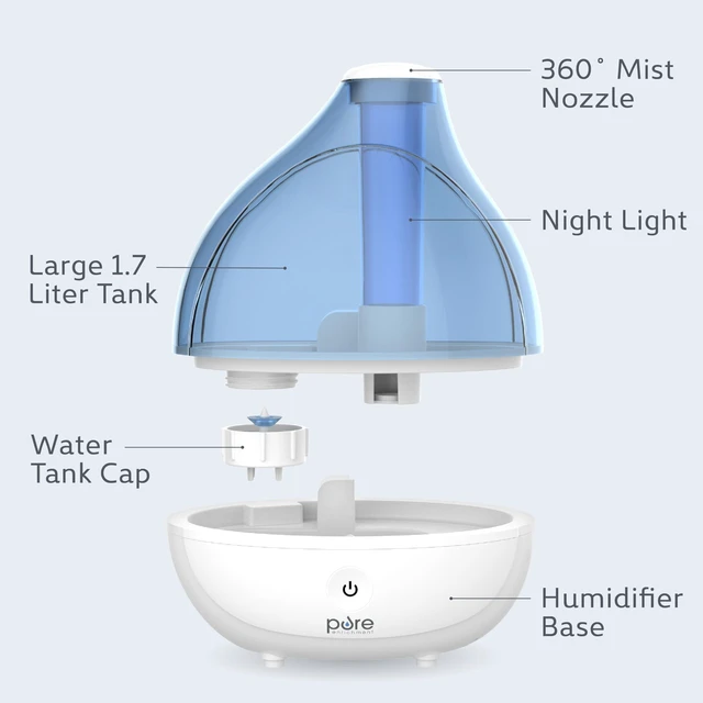 Alt view image 5 of 7 - MistAire Ultrasonic Cool Mist Humidifier | Front-Load Quiet Air Humidifier for Rooms up to 250 sq. ft., Lasts Up To 25 Hours for Bedroom, Nursery, Office, & More