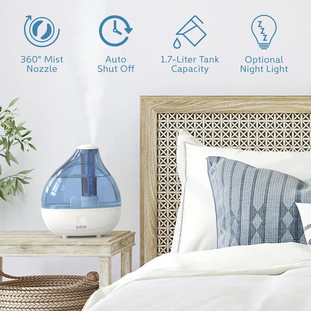Alt view image 3 of 7 - MistAire Ultrasonic Cool Mist Humidifier | Front-Load Quiet Air Humidifier for Rooms up to 250 sq. ft., Lasts Up To 25 Hours for Bedroom, Nursery, Office, & More