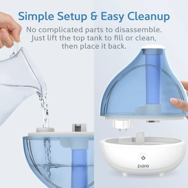 Alt view image 6 of 7 - MistAire Ultrasonic Cool Mist Humidifier | Front-Load Quiet Air Humidifier for Rooms up to 250 sq. ft., Lasts Up To 25 Hours for Bedroom, Nursery, Office, & More