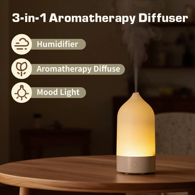 Alt view image 2 of 7 - 120ml 3-in-1 Essential Oil Diffuser, Ultrasonic Cool Mist | 7-Color Changing Night Light, Auto Shut-Off, Quiet Use For Home, Office & Yoga