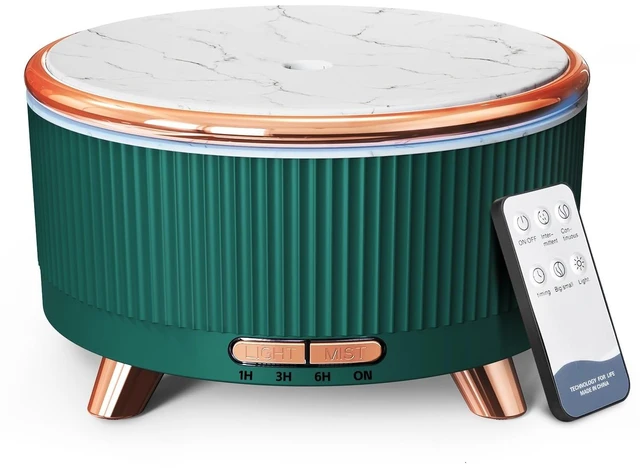 Main image of 500ml Essential Oil Diffuser, Ultrasonic Aromatherapy Humidifier | with Remote Control, 7-Color LED Light, Timer & Auto Shut-Off, Cool Mist Diffuser for Home, Bedroom, Office (Blue Green)
