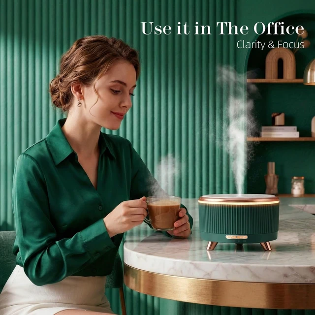 Alt view image 2 of 7 - 500ml Essential Oil Diffuser, Ultrasonic Aromatherapy Humidifier | with Remote Control, 7-Color LED Light, Timer & Auto Shut-Off, Cool Mist Diffuser for Home, Bedroom, Office (Blue Green)