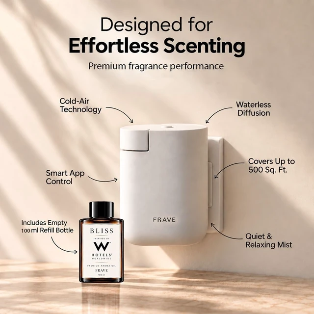 Alt view image 2 of 7 - Air Lux Diffuser, Plug-in Waterless Diffuser for Essential Oil, Smart Bluetooth App Control, Covers Up to 500 sqft 60ml Capacity, Home Office Hotel Scent Diffuser, Cold Air Technology, White