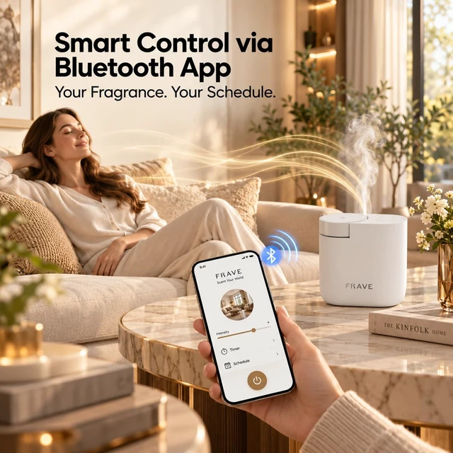 Alt view image 3 of 7 - Air Lux Diffuser, Plug-in Waterless Diffuser for Essential Oil, Smart Bluetooth App Control, Covers Up to 500 sqft 60ml Capacity, Home Office Hotel Scent Diffuser, Cold Air Technology, White