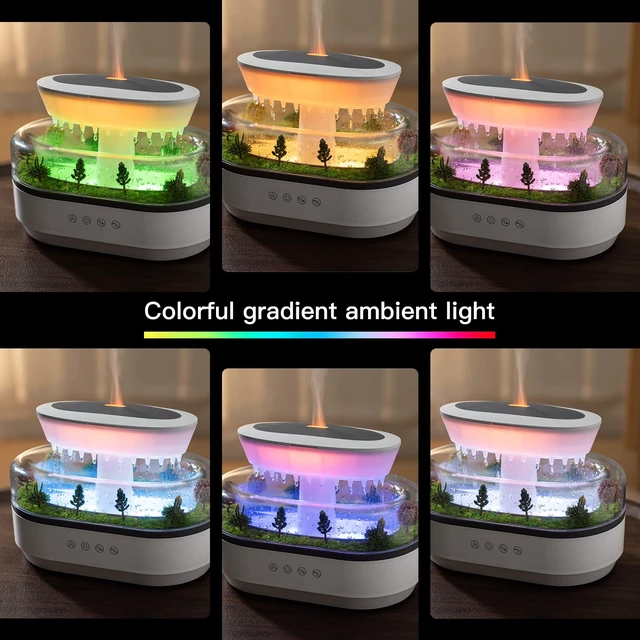 Alt view image 2 of 7 - Essential Oil Diffuser 250ML Cloud Humidifier Rain Water Drip Diffuser Humidifier with Drip Music Micro Landscape Ultrasonic Diffuser for Bedroom Office Hotel (White Grey)