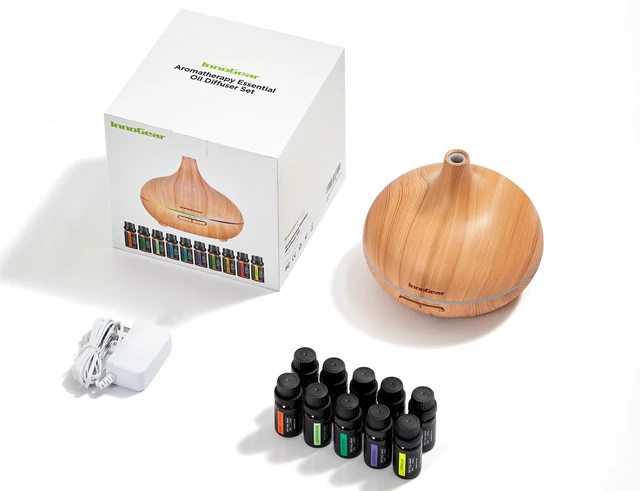 Alt view image 5 of 7 - 400ml Aromatherapy Essential Oil Diffuser 10 Oils Gift Set, Yellow | Cool Mist Humidifier, Essential Oils, Ultrasonic, 4 Timers, Run up to 12hrs, Large Room, Home, Automatic Shut-Off, Quiet