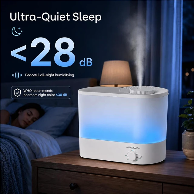Alt view image 4 of 7 - SK7620-6L Ultrasonic Air Humidifier 6L Top Fill Quiet | SMART AUTO-OFF: Automatically stops misting and displays a red light when the water level is low.
