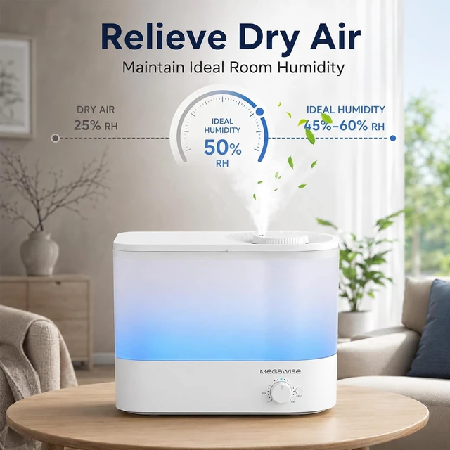 Alt view image 2 of 7 - SK7620-6L Ultrasonic Air Humidifier 6L Top Fill Quiet | SMART AUTO-OFF: Automatically stops misting and displays a red light when the water level is low.
