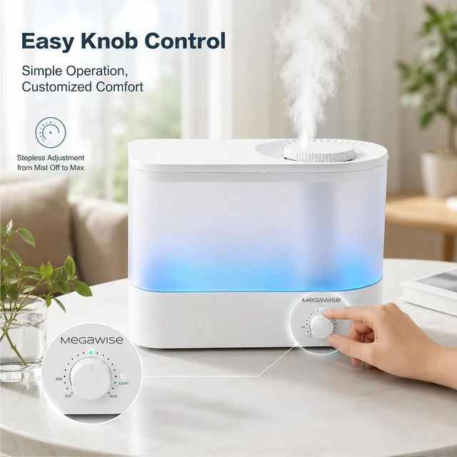 Alt view image 5 of 7 - SK7620-6L Ultrasonic Air Humidifier 6L Top Fill Quiet | SMART AUTO-OFF: Automatically stops misting and displays a red light when the water level is low.
