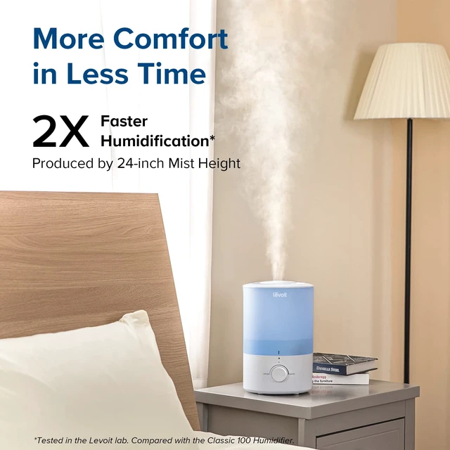 Alt view image 2 of 7 - Humidifiers for Bedroom, 3L Cool Mist Top Fill for Large Room, Blue | Essential Oil Diffuser for Baby Nursery and Plants, 360° Nozzle, Quiet Rapid Ultrasonic Humidification for Home, 25H lasting