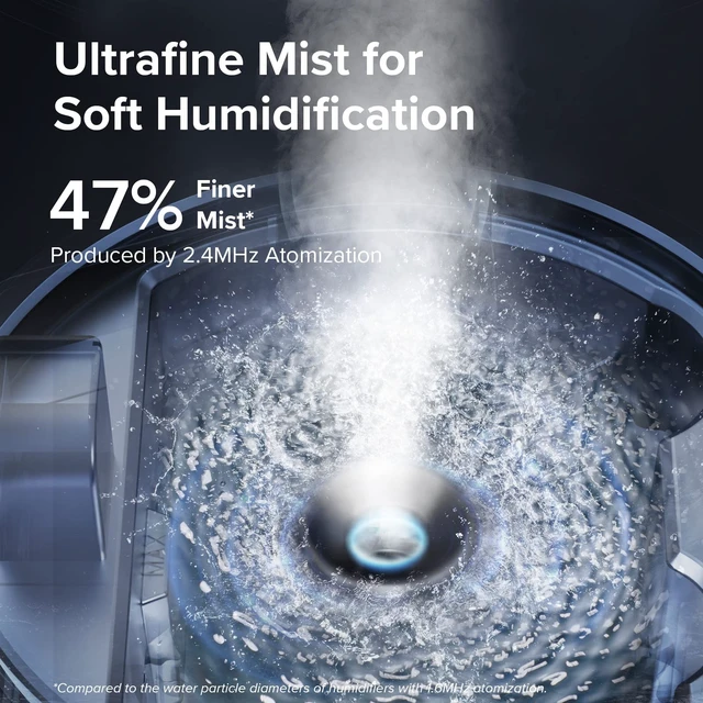 Alt view image 3 of 7 - Humidifiers for Bedroom, 3L Cool Mist Top Fill for Large Room, Blue | Essential Oil Diffuser for Baby Nursery and Plants, 360° Nozzle, Quiet Rapid Ultrasonic Humidification for Home, 25H lasting