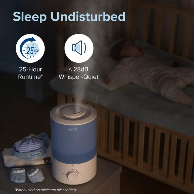 Alt view image 6 of 7 - Humidifiers for Bedroom, 3L Cool Mist Top Fill for Large Room, Blue | Essential Oil Diffuser for Baby Nursery and Plants, 360° Nozzle, Quiet Rapid Ultrasonic Humidification for Home, 25H lasting