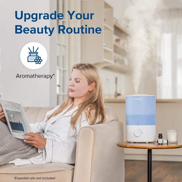 Alt view image 4 of 7 - Humidifiers for Bedroom, 3L Cool Mist Top Fill for Large Room, Blue | Essential Oil Diffuser for Baby Nursery and Plants, 360° Nozzle, Quiet Rapid Ultrasonic Humidification for Home, 25H lasting