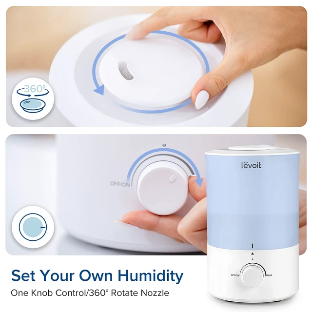 Alt view image 7 of 7 - Humidifiers for Bedroom, 3L Cool Mist Top Fill for Large Room, Blue | Essential Oil Diffuser for Baby Nursery and Plants, 360° Nozzle, Quiet Rapid Ultrasonic Humidification for Home, 25H lasting