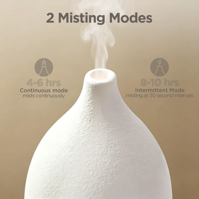 Alt view image 3 of 6 - 150ml Ceramic Essential Oil Diffuser, Diffusers for Home, Yellow | Ceramic Stone Cover, Cool Mist Humidifier, Aromatherapy, 7 Colors Light, Up to 10hrs, Large Room, Ultrasonic, Quiet, Auto Off