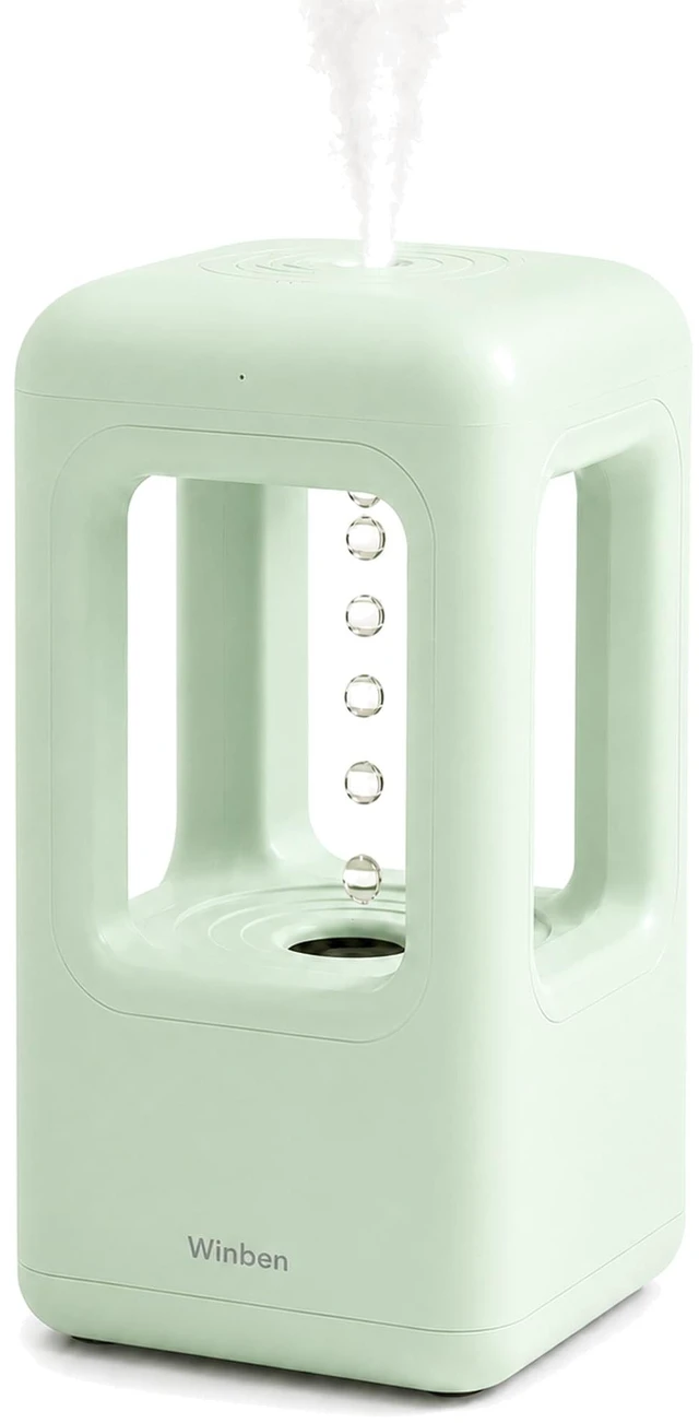 Main image of 600mL Mini Cool Mist Humidifier with Anti-Gravity Water Drop Display for Desk, Home Office and Indoor Plants, Plug-In, Green