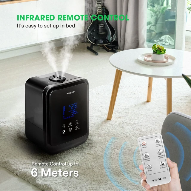 Alt view image 3 of 7 - 4.5L 2-in-1 Cool & Warm Mist Ultrasonic Humidifier with Essential Oil Box & Remote Control for Bedrooms, Offices, Plants, Babies, Dryness, and Skincare