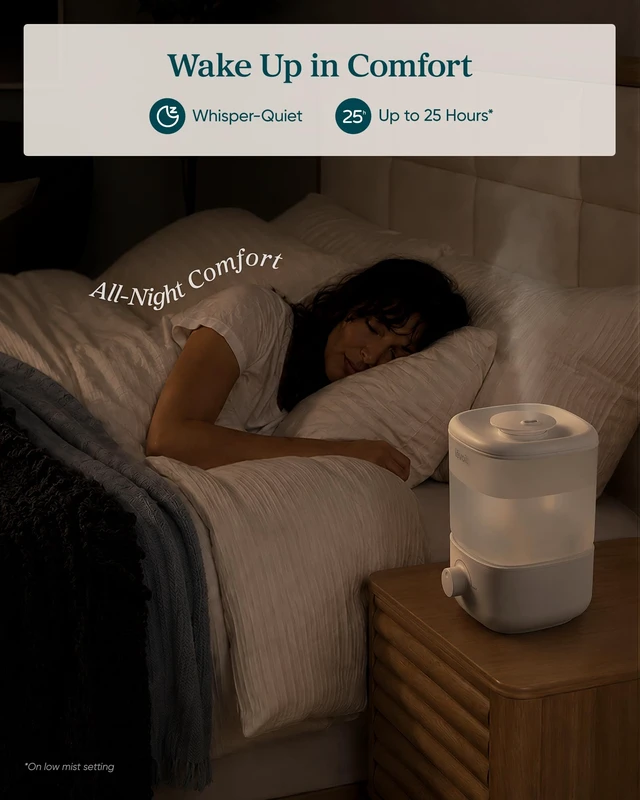 Alt view image 4 of 7 - Top Fill Humidifiers for Bedroom, 2.5L Tank for Large Room, 25dB | Easy to Fill & Clean, Quiet Cool Mist Air Humidifier for Home Baby Nursery & Plants, Auto Shut-off for Safety, 25H Lasting