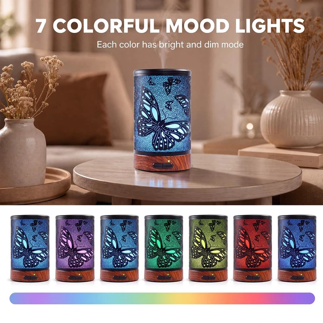 Alt view image 4 of 7 - Essential Oil Diffuser for Home Fragrance & Aromatherapy | 150ml Metal Ultrasonic Cool Mist Diffuser,7 Night Lights, Waterless Auto-Off, Quiet Diffuser for Bedroom, Gifts for Women