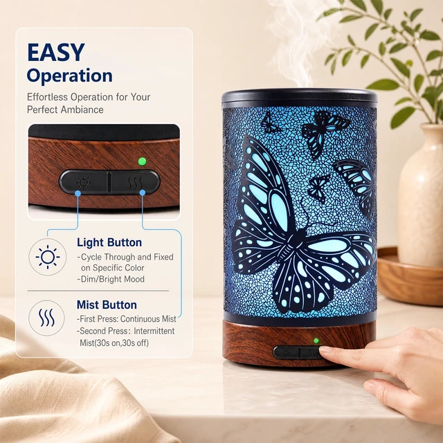 Alt view image 5 of 7 - Essential Oil Diffuser for Home Fragrance & Aromatherapy | 150ml Metal Ultrasonic Cool Mist Diffuser,7 Night Lights, Waterless Auto-Off, Quiet Diffuser for Bedroom, Gifts for Women