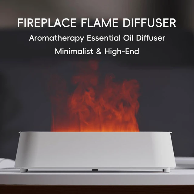 Alt view image 2 of 6 - Essential Oil Diffuser, Fireplace Flame Fire Oil Diffuser, 250ml Cool Mist Aromatherapy Humidifier, Scent Diffuser with 7 Colors Light, Remote Control, Timer & Auto-Off for Home, Room (White)