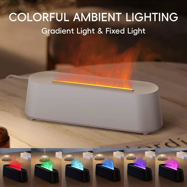Alt view image 3 of 6 - Essential Oil Diffuser, Fireplace Flame Fire Oil Diffuser, 250ml Cool Mist Aromatherapy Humidifier, Scent Diffuser with 7 Colors Light, Remote Control, Timer & Auto-Off for Home, Room (White)