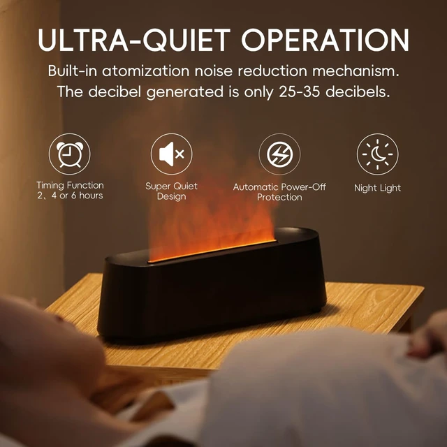 Alt view image 4 of 6 - Essential Oil Diffuser, Fireplace Flame Fire Oil Diffuser, 250ml Cool Mist Aromatherapy Humidifier, Scent Diffuser with 7 Colors Light, Remote Control, Timer & Auto-Off for Home, Room (White)