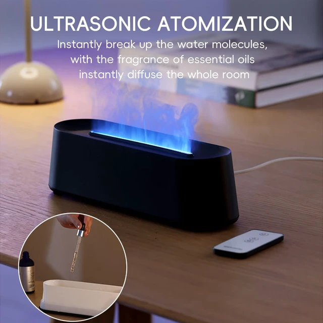 Alt view image 5 of 6 - Essential Oil Diffuser, Fireplace Flame Fire Oil Diffuser, 250ml Cool Mist Aromatherapy Humidifier, Scent Diffuser with 7 Colors Light, Remote Control, Timer & Auto-Off for Home, Room (White)