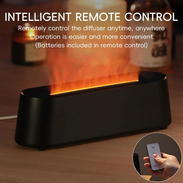 Alt view image 6 of 6 - Essential Oil Diffuser, Fireplace Flame Fire Oil Diffuser, 250ml Cool Mist Aromatherapy Humidifier, Scent Diffuser with 7 Colors Light, Remote Control, Timer & Auto-Off for Home, Room (White)