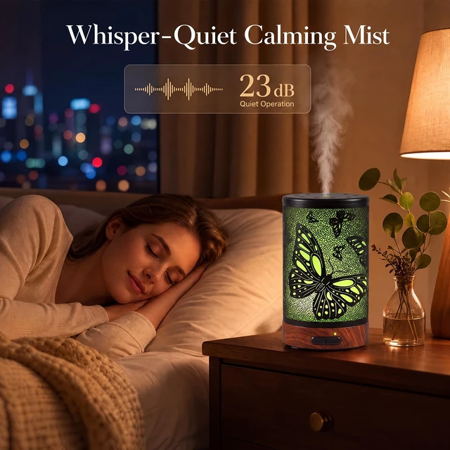 Alt view image 7 of 7 - Essential Oil Diffuser for Home Fragrance & Aromatherapy | 150ml Metal Ultrasonic Cool Mist Diffuser,7 Night Lights, Waterless Auto-Off, Quiet Diffuser for Bedroom, Gifts for Women