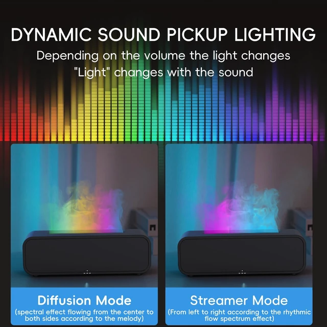 Alt view image 2 of 6 - Essential Oil Diffuser, Flame Fire Oil Diffuser, 250ml Cool Mist Aromatherapy Humidifier, Scent Aroma Diffuser with 7 Colors Light, Remote Control, Timer & Auto-Off for Home Room (Black)