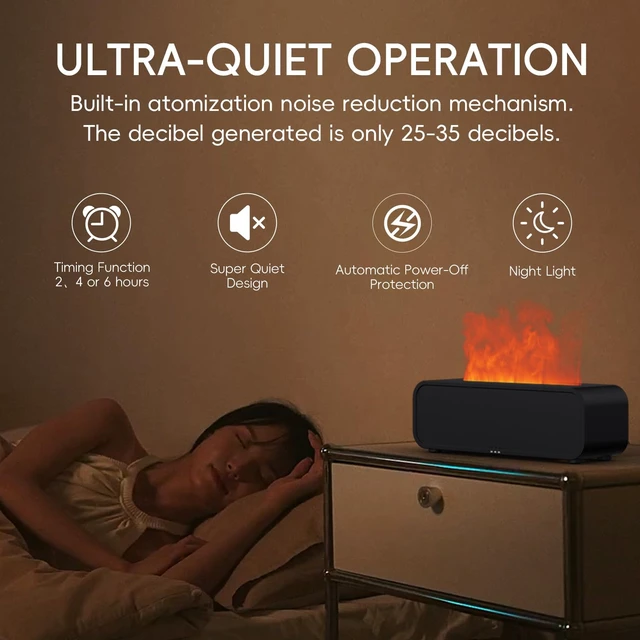 Alt view image 4 of 6 - Essential Oil Diffuser, Flame Fire Oil Diffuser, 250ml Cool Mist Aromatherapy Humidifier, Scent Aroma Diffuser with 7 Colors Light, Remote Control, Timer & Auto-Off for Home Room (Black)