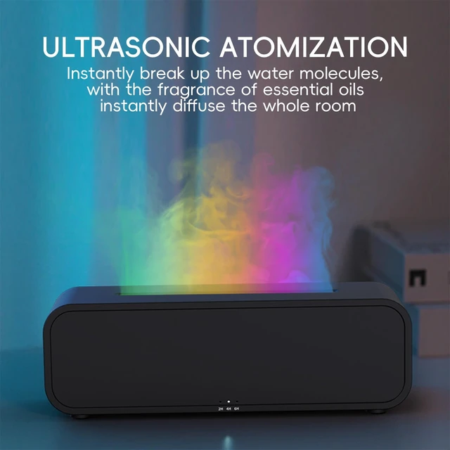 Alt view image 5 of 6 - Essential Oil Diffuser, Flame Fire Oil Diffuser, 250ml Cool Mist Aromatherapy Humidifier, Scent Aroma Diffuser with 7 Colors Light, Remote Control, Timer & Auto-Off for Home Room (Black)