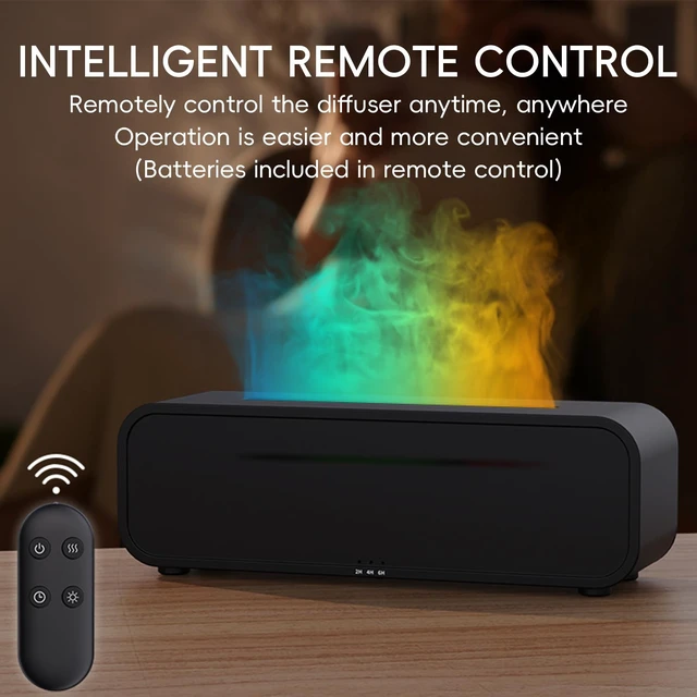 Alt view image 6 of 6 - Essential Oil Diffuser, Flame Fire Oil Diffuser, 250ml Cool Mist Aromatherapy Humidifier, Scent Aroma Diffuser with 7 Colors Light, Remote Control, Timer & Auto-Off for Home Room (Black)