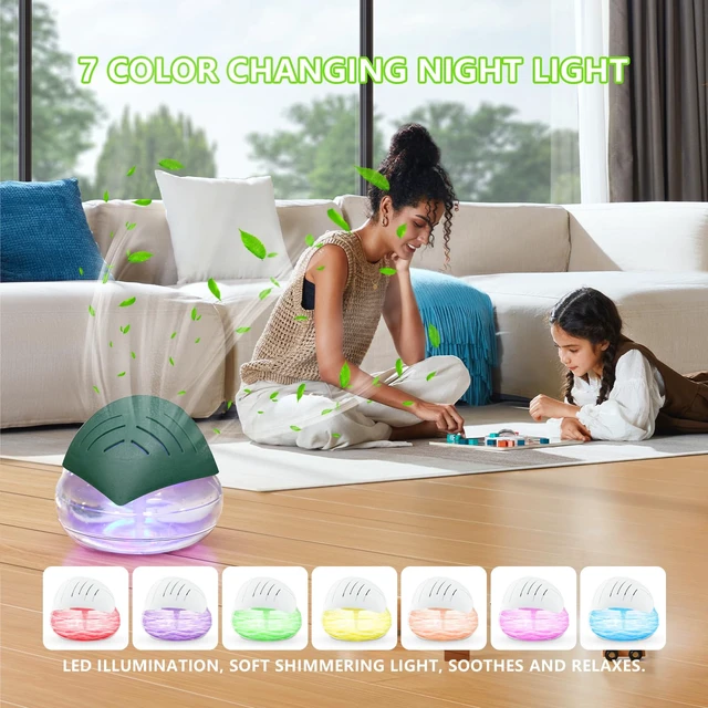 Alt view image 4 of 7 - Water Air Purifiers for Home, Air Washer Aroma Diffuser, Air Filter Washer Humidifier, Essential Oils Aroma Fresher With LED Night light for Office, Bedroom,Small Air Cleaner For Smoke and PetsGreen