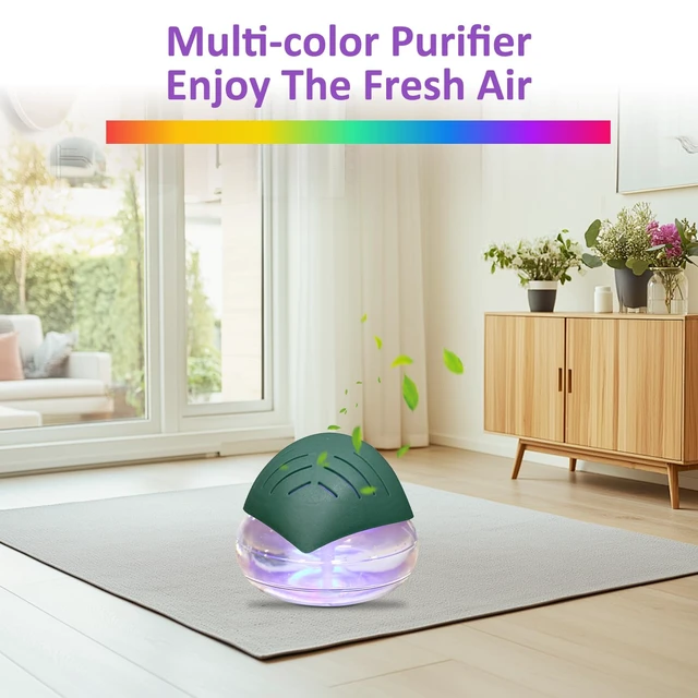 Alt view image 7 of 7 - Water Air Purifiers for Home, Air Washer Aroma Diffuser, Air Filter Washer Humidifier, Essential Oils Aroma Fresher With LED Night light for Office, Bedroom,Small Air Cleaner For Smoke and PetsGreen