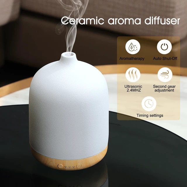 Alt view image 5 of 7 - 250ml Ceramic Essential Oil Diffusers for Home, Aroma Defusers | Decorative Bedroom Aromatherapy Scent Air Diffuser Ultrasonic 250ml with Timed-White