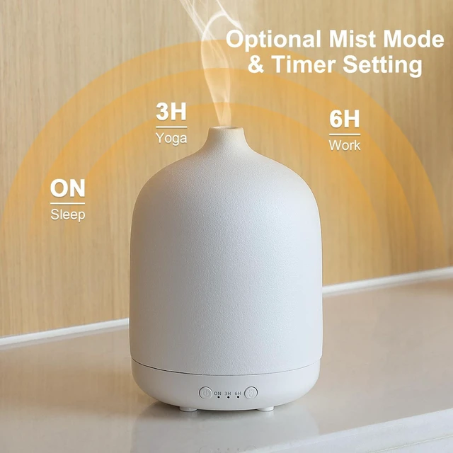 Alt view image 7 of 7 - 250ml Ceramic Essential Oil Diffusers for Home, Aroma Defusers | Decorative Bedroom Aromatherapy Scent Air Diffuser Ultrasonic 250ml with Timed-White