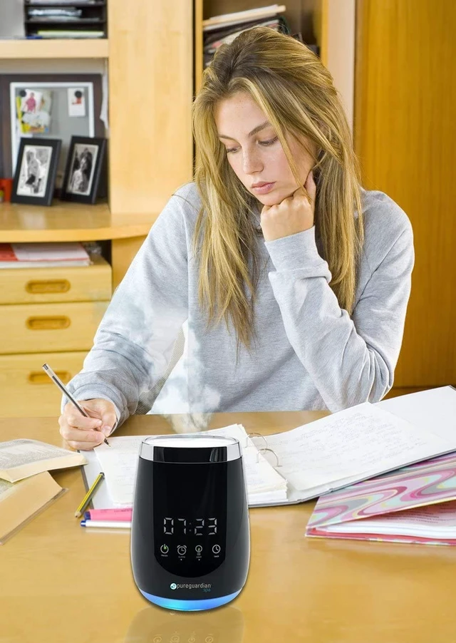 Alt view image 2 of 3 - Diffuser for Essential Oils, Ultrasonic, Cool Mist, Aromatherapy Creates Relaxing Environment, Optional Night Light, Alarm Clock, Timer, Up to 5-8 Hours, SPA260