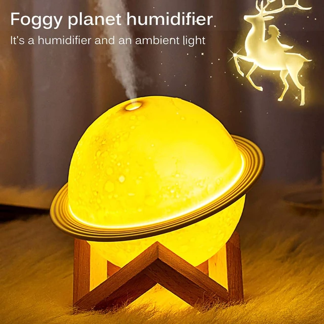 Alt view image 2 of 7 - Moon Lamp Humidifier, 200ml Moon Night Light&Humidifiers with USB Recharge | 3 Colors 3D LED Moon Light with Stand, 2 in 1 Aromatherapy Diffuser for Kids Friend Lover Birthday Gift Bedroom Home Decor