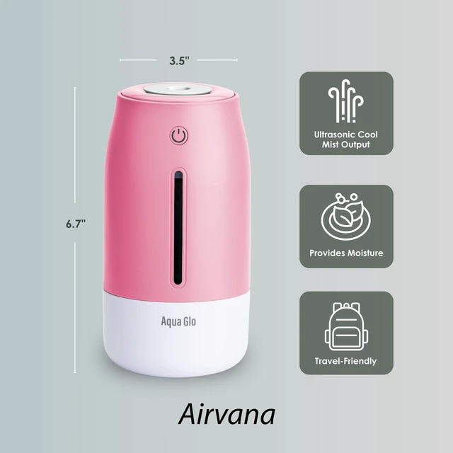 Alt view image 4 of 7 - Aqua Glo Personal, Portable Humidifiers for Bedroom, Rose Quartz
