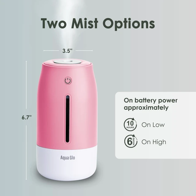 Alt view image 7 of 7 - Aqua Glo Personal, Portable Humidifiers for Bedroom, Rose Quartz