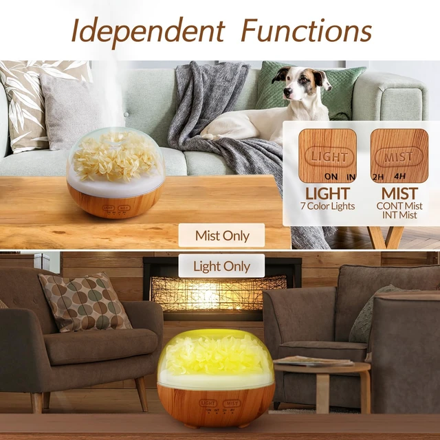Alt view image 2 of 6 - Aromatherapy Essential Oil Diffuser, 300ml Air Diffuser Humidifier with 7 LED Colors, Timer & Auto-Off for Home Bedroom Office (Beige)