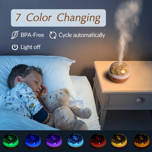 Alt view image 6 of 6 - Aromatherapy Essential Oil Diffuser, 300ml Air Diffuser Humidifier with 7 LED Colors, Timer & Auto-Off for Home Bedroom Office (Beige)